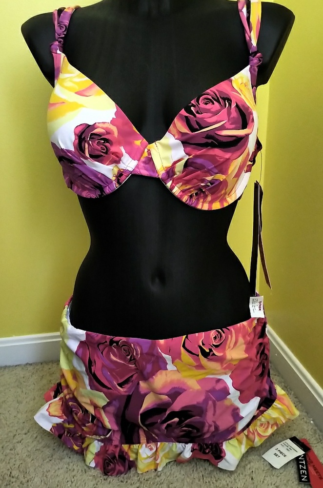 Jantzen Rose Parade Bikini Swimsuit 36 D/DD NWT